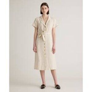 Quince Womens Linen Button-Down Dress With Belt - Size M